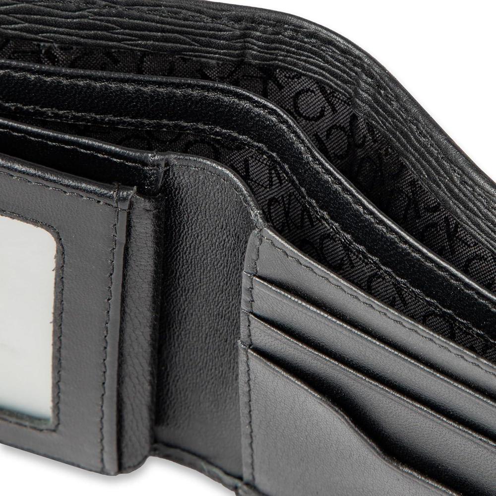 Billetera Calvin Klein de cuero con tecnología RFID, múltiples ranuras para tarjetas y ventana de identificación