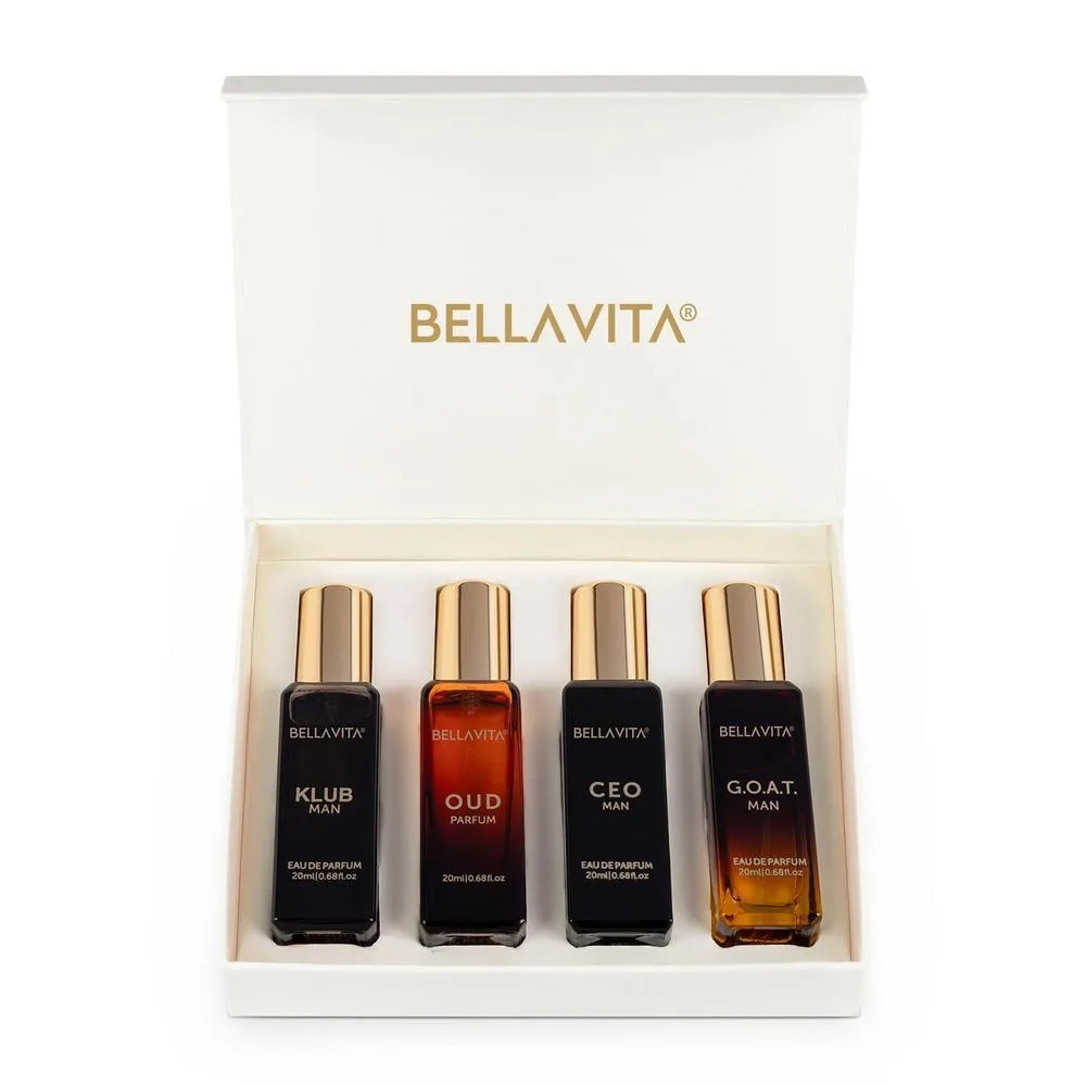 Men's Luxury Perfume Gift Set (4 x 0.68 fl. oz.) | Gifts for Men | Klub, Oud, CEO, Goat Perfume | Masculine, Woody, Citrusy, Aromatic perfumes for men