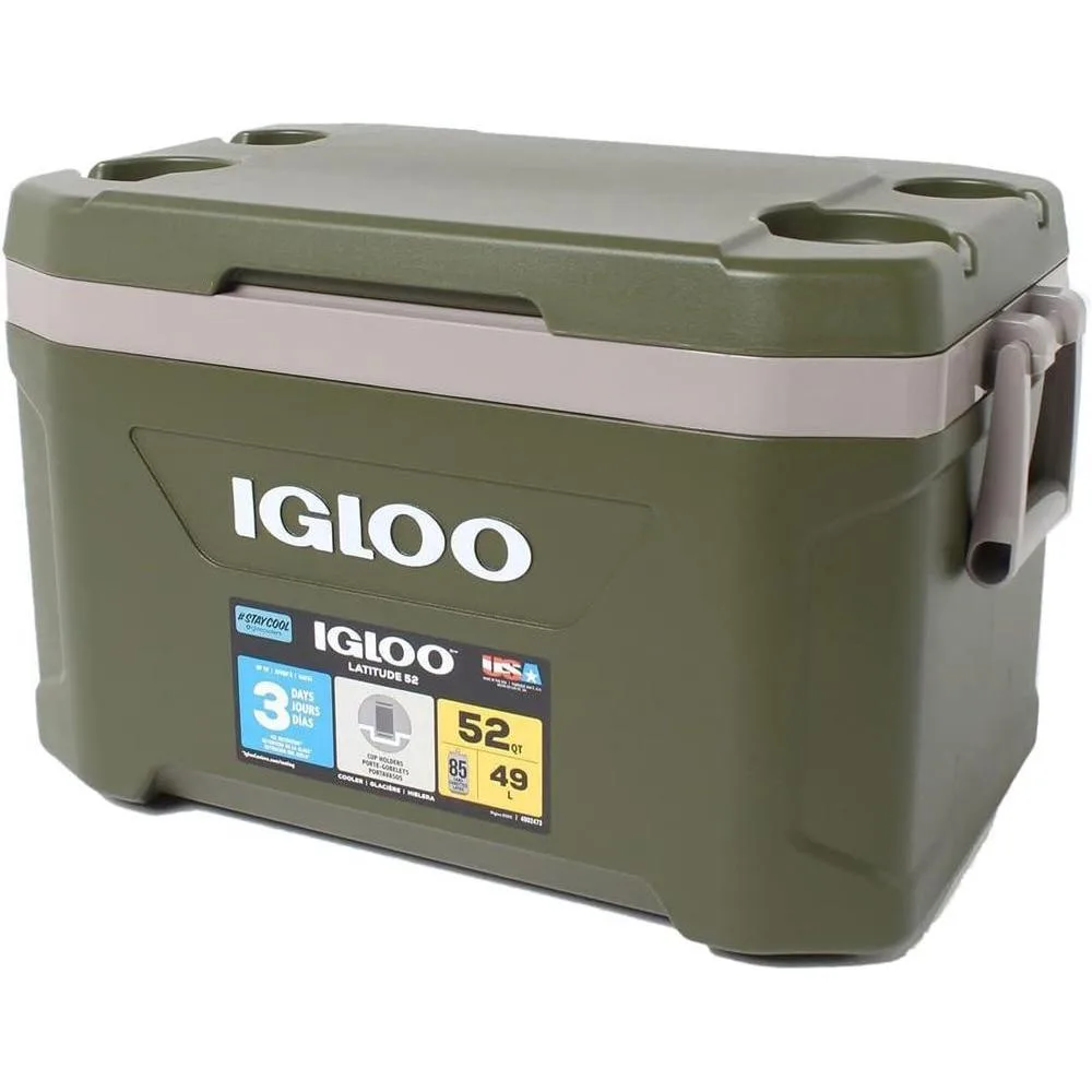 Igloo 60367 Sportsman Latitude 52 Cooler Box, Approx. 11.2 gal (49 L), Sportsman, Latitude, Outdoor, Camping, Leisure, Fishing, Green