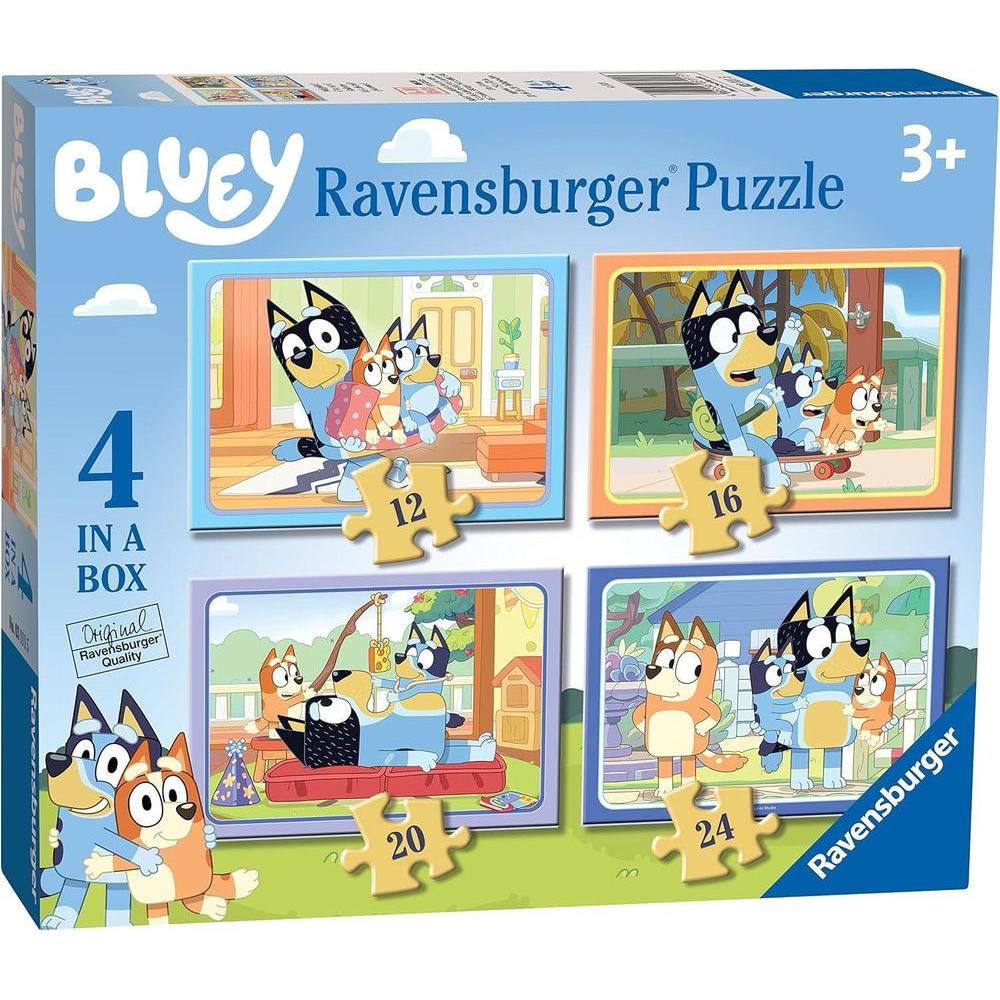 Ravensburger Bluey - 4 in Box (12, 16, 20, 24 Pieces) Jigsaw Puzzles for Kids Age 3 Years Up