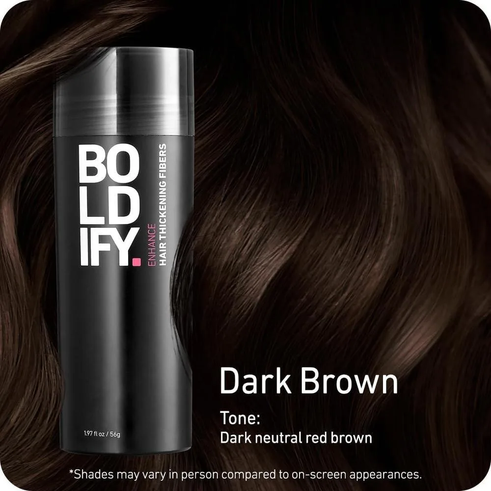 Fibras capilares Boldify marrón oscuro para cabello fino, oculta pérdida de cabello y engruesa en segundos, para mujeres y hombres