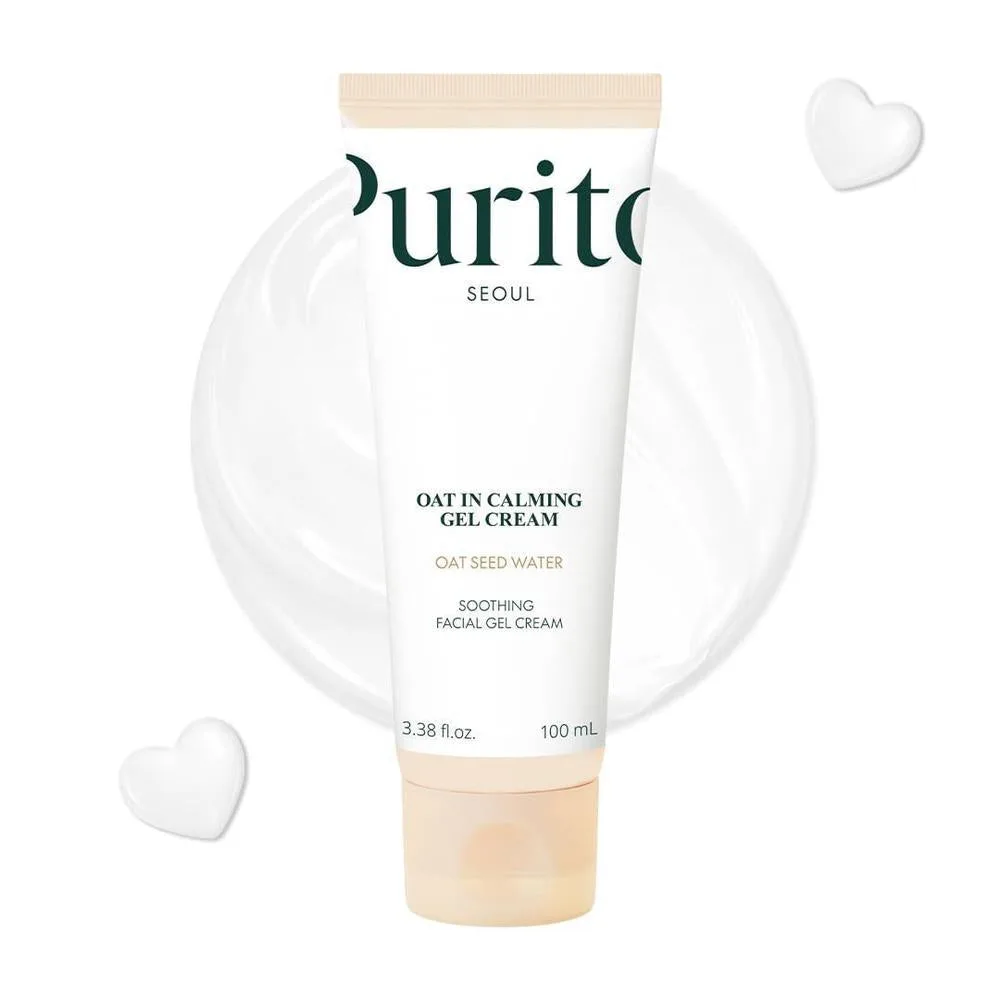 PURITO Gel Crema en Calmante de Avena | Solución calmante para piel sensible | Ligera, no comedogénica, sin fragancia, vegana y libre de crueldad | Cuidado de la piel coreano, 100mL 3.38 fl.oz