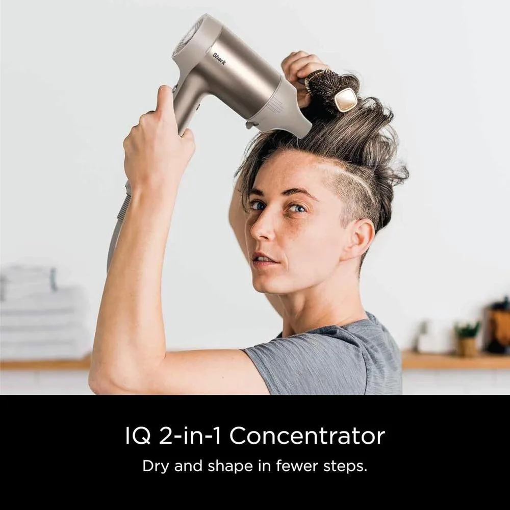 Secadora de cabello Shark HD112BRN HyperAIR Ionic con concentrador 2 en 1, accesorios de peinado y control de calor inteligente