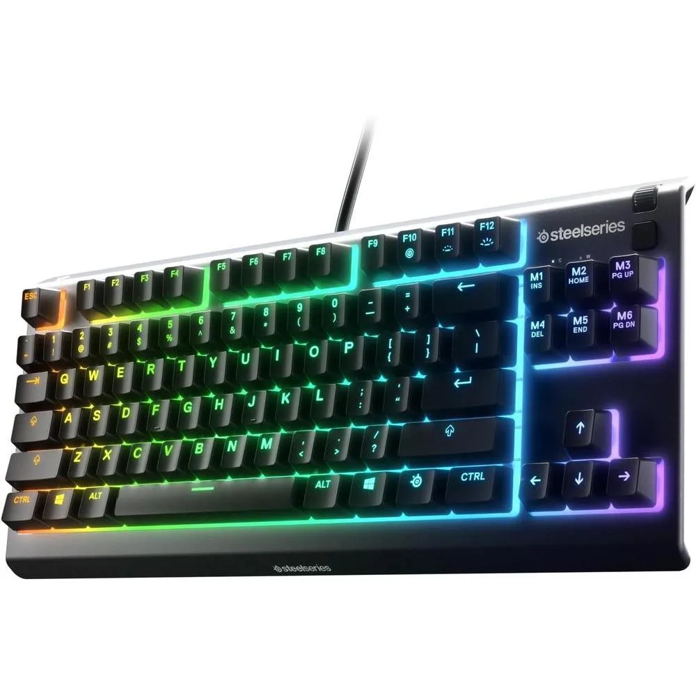 SteelSeries Apex 3 TKL RGB Gaming Keyboard – Tenkeyless Compact Form Factor - 8-Zone RGB Illumination – IP32 Water & Dust Resistant – Whisper Quiet Gaming Switch – Gaming Grade Anti-Ghosting,Black