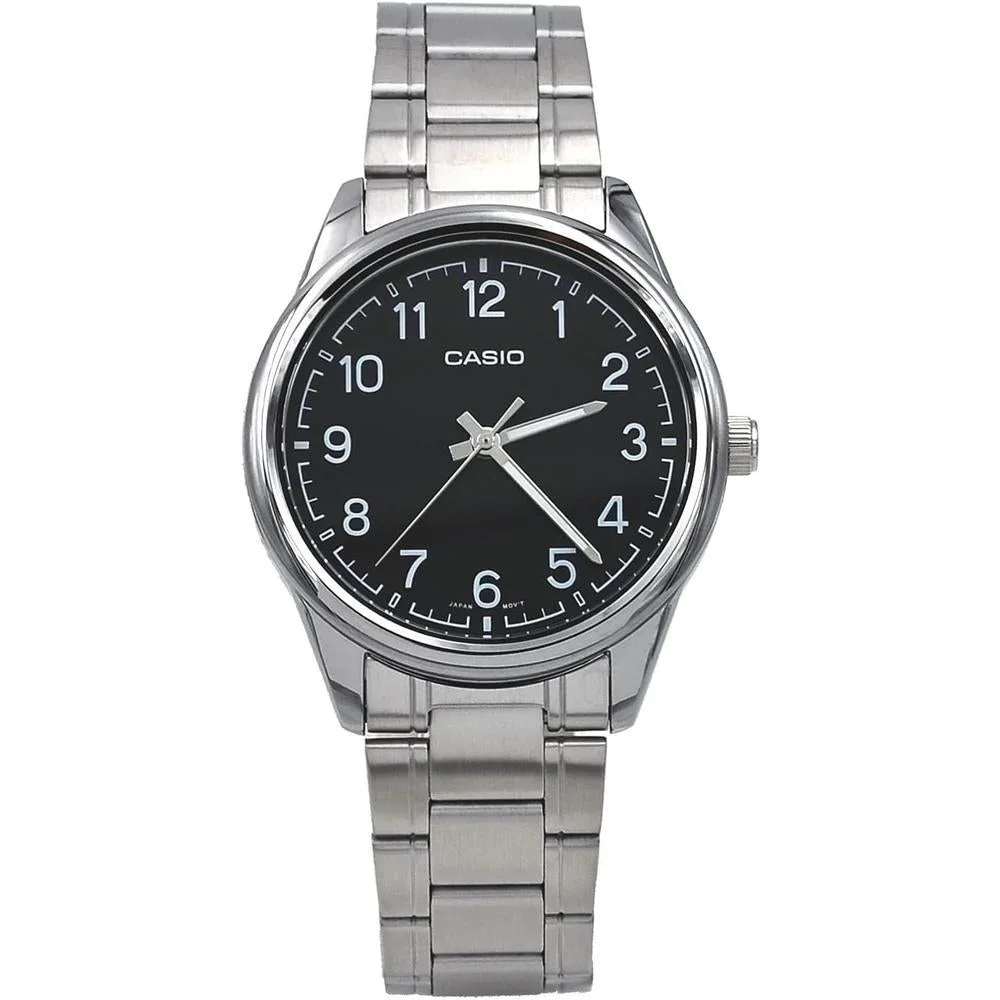 Casio MTP-V005D-1B4 Men's Standard Stainless Steel Numbers Black Dial Analog Watch