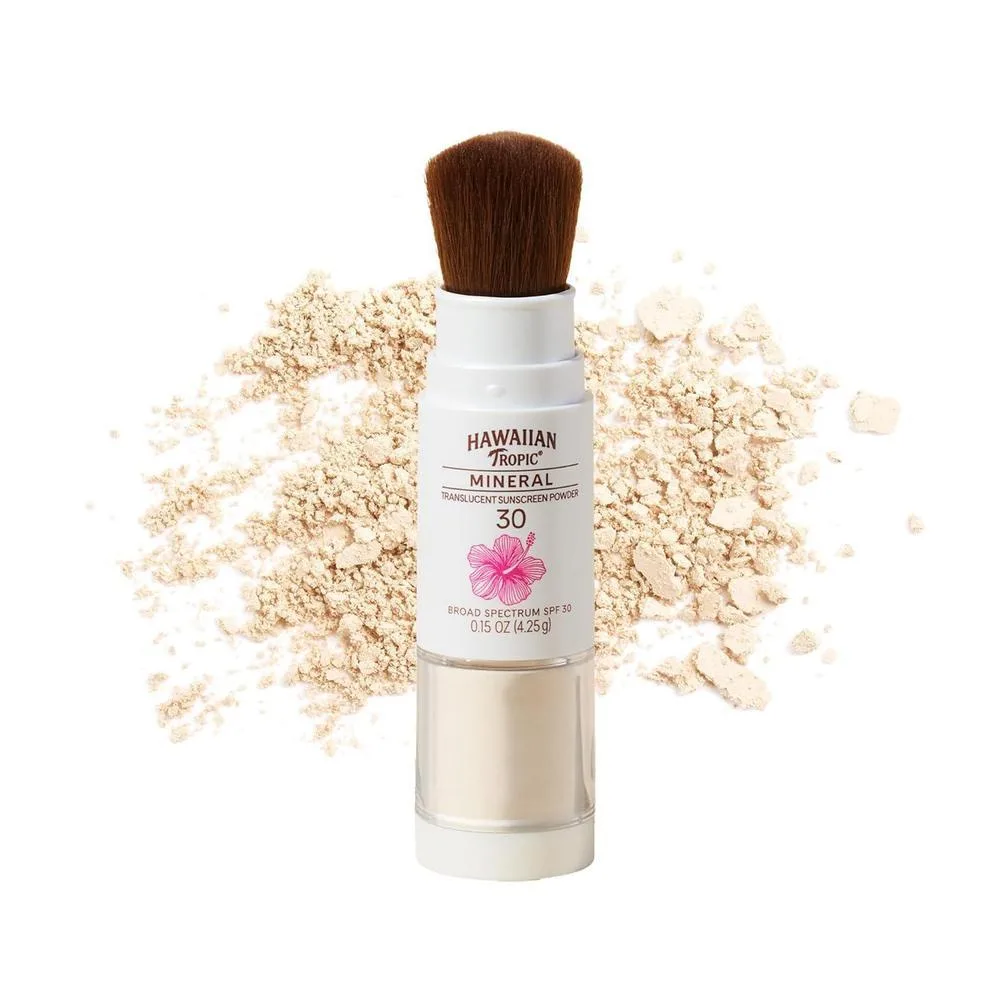 Hawaiian Tropic Protección Solar en Polvo Mineral SPF 30, Protector Facial Vegano y Libre de Parabenos