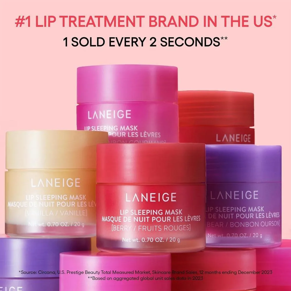 LANEIGE Máscara para dormir labial con vitamina C, manteca de Murumuru y karité. Hidrata y nutre labios secos