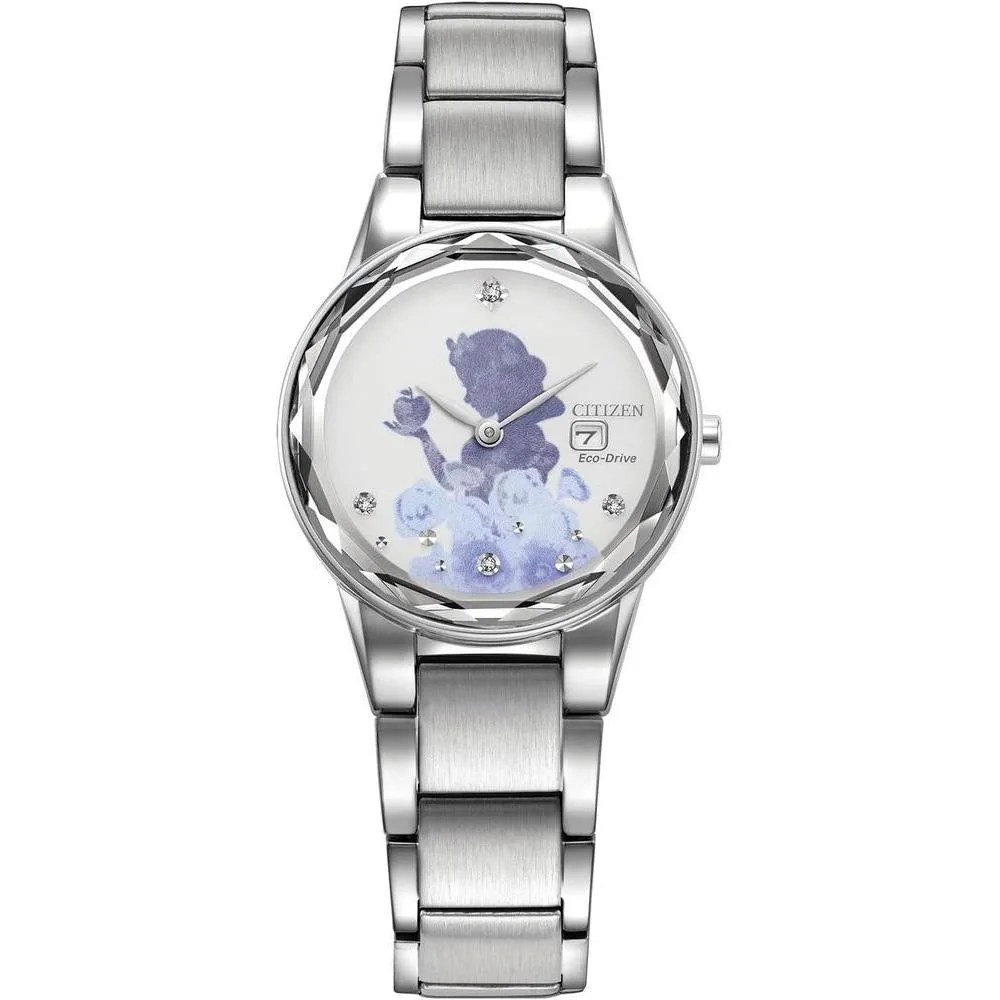 Citizen Ladies' Eco-Drive Disney Princess Snow White Apple Stainless Steel Watch, Crystal Accents, Date, 30mm (Model: GA1070-53W)