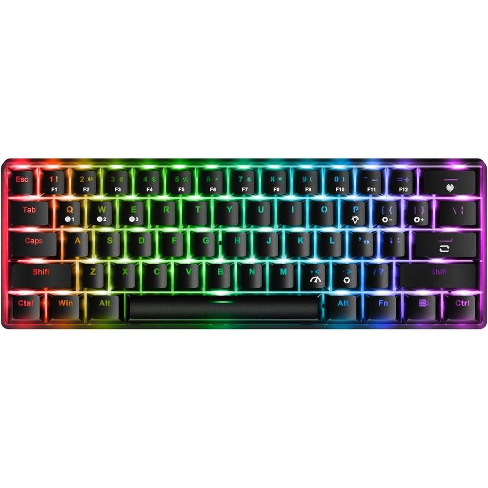 61 Keys RGB Wireless and Wired Mechanical Gaming Keyboard with Blue Switches, Audible Click Sound Rainbow Portable Compact Mini Office Keyboard for Windows PC Gaming, (F-SG61)