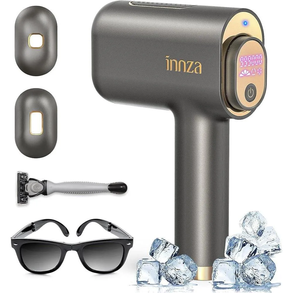 INNZA Laser Hair Removal Device with Sapphire Ice Cooling Function,Upgraded 999999 Flashes IPL Hair Removal Permanent for Women and Men,Depiladora Laser for Facial,Body, Bikini Line,Corded