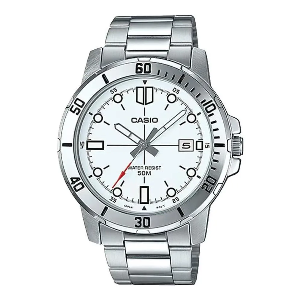 Casio reloj de acero inoxidable estilo buceador para hombre, resistente al agua, con correa de resina y movimiento de cuarzo
