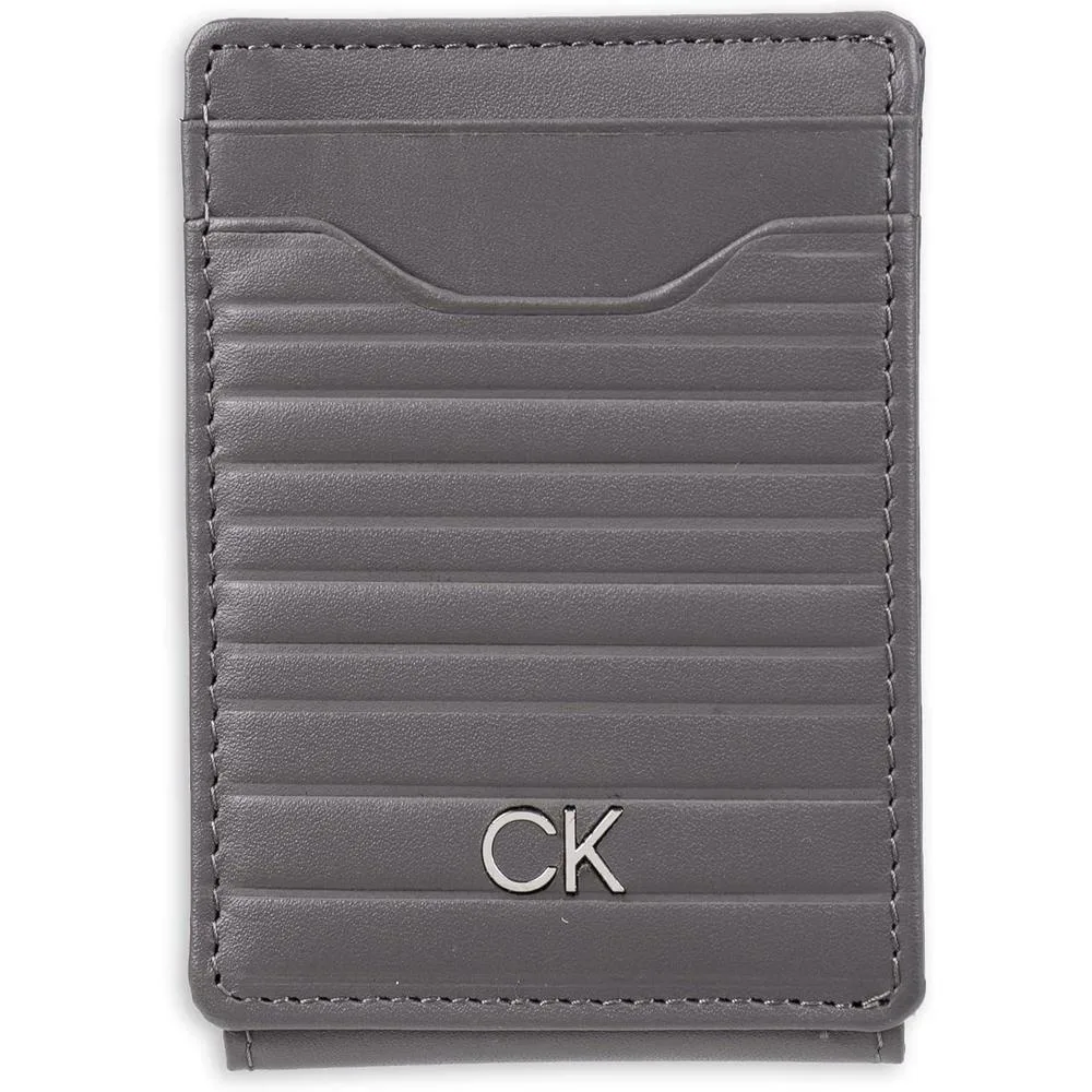 Calvin Klein Men's RFID Magnetic Front Pocket Leather Wallet, Grey, One Size