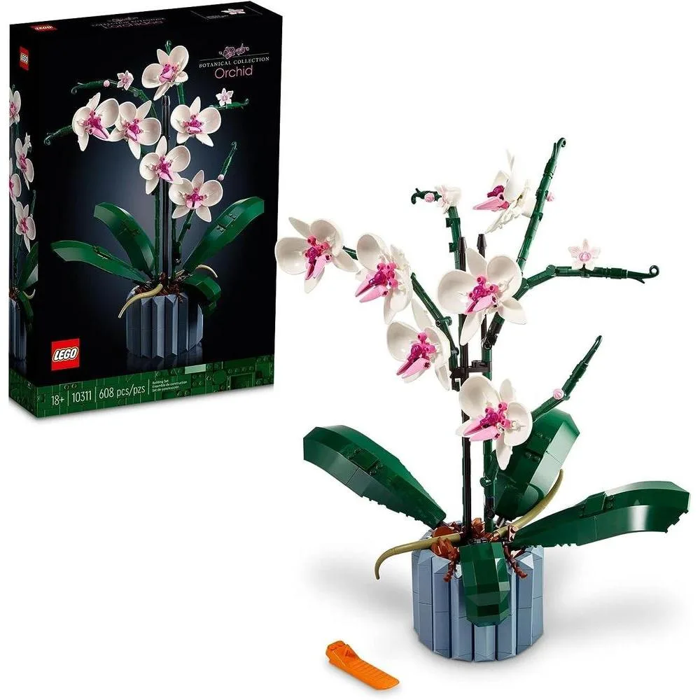 LEGO Botanicals Orchid - Artificial, Fake Indoor Flowers Building Set for Home, Kitchen, Desk Decoration, Adults Ages 18+ - Gift for Valentines Day for Her and Him - 10311