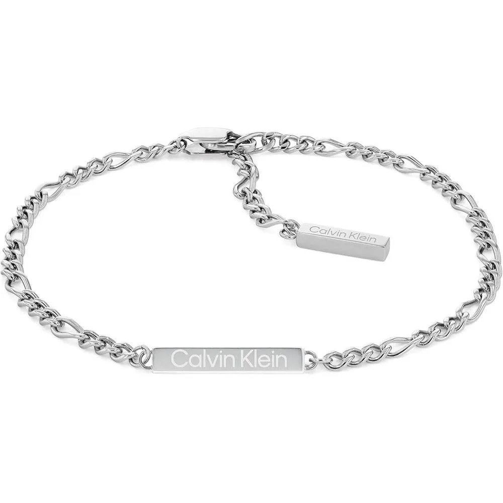 Calvin Klein Pulsera de Cadena Enlazada para Mujer, Acero Inoxidable, Sin Piedra Preciosa, Color Plata, Modelo 35700003