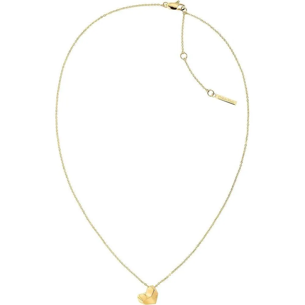 Calvin Klein Collar con colgante diseño de corazón facetado, elegante y seguro, para todas las ocasiones