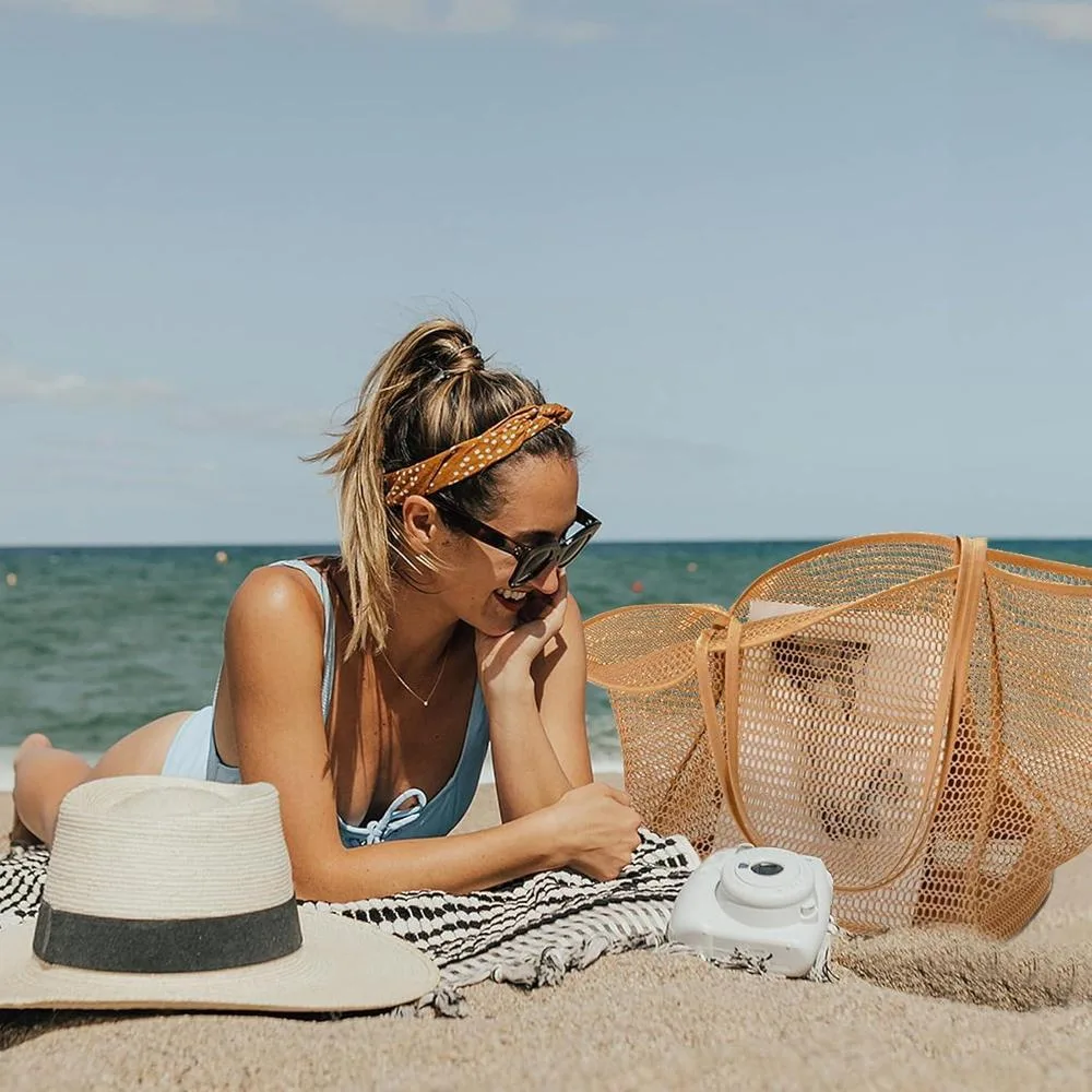 KALIDI Bolsa de malla de playa, bolso de mano casual Hobo para mujer, plegable, bolso de hombro para vacaciones o picnic