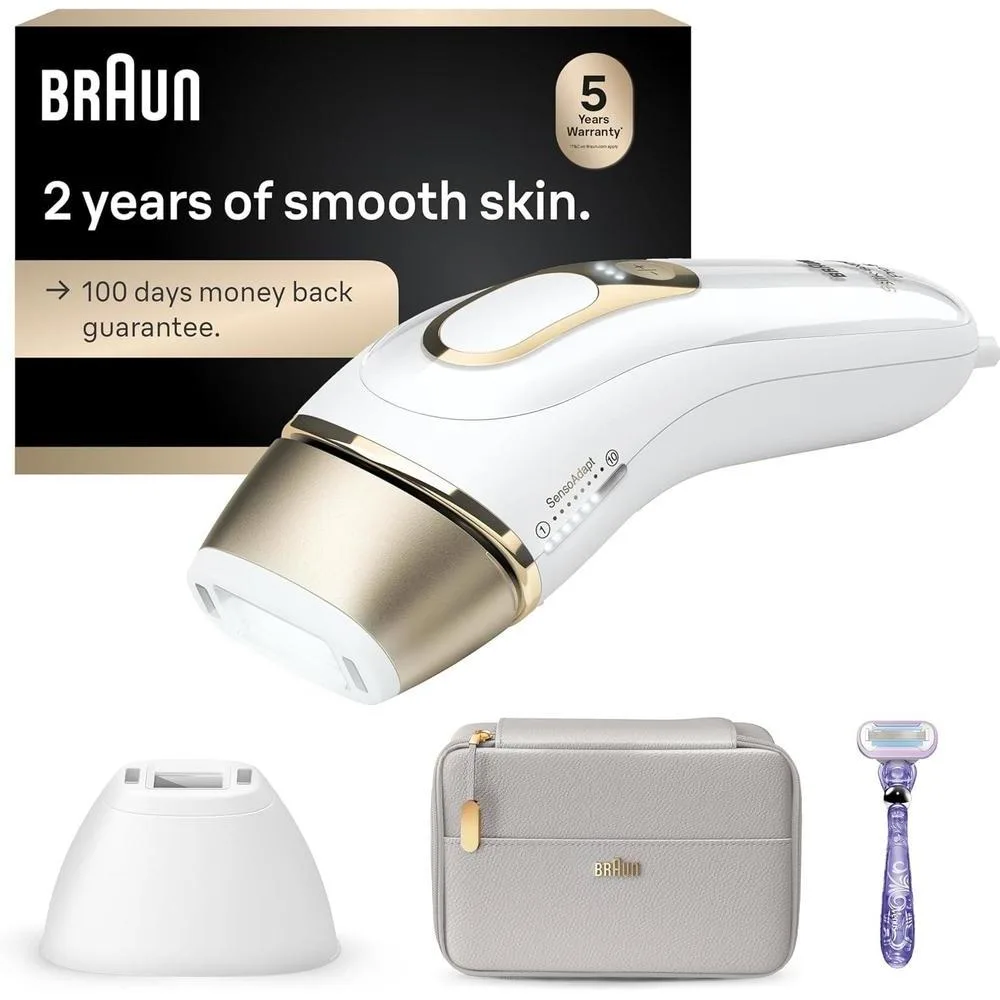 Braun - Dispositivo de depilación láser de larga duración IPL para mujeres y hombres, Silk Expert Pro5 PL5157, cuerpo completo, con maquinilla de afeitar Venus y estuche de lujo