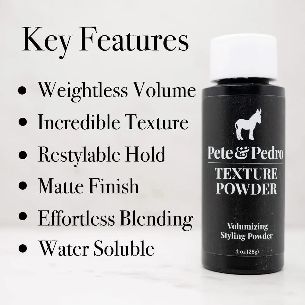 Pete & Pedro Polvo texturizante y voluminizador para hombres y mujeres, añade volumen, textura, acabado mate y sujeción