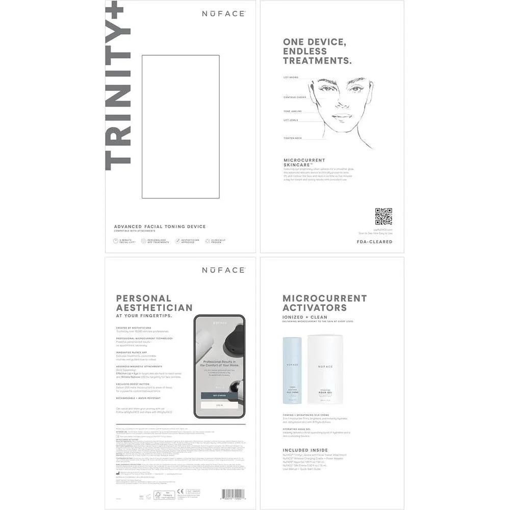 NuFACE Trinity+ Dispositivo Facial de Microcorriente Aprobado por la FDA - Esculpe Rostro y Tensa Cuello + Gel Activador