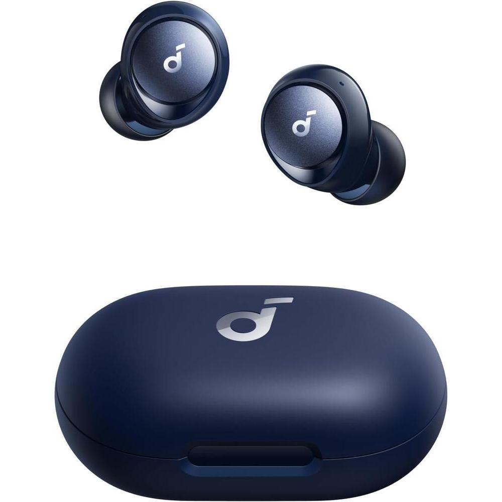 soundcore by Anker Space A40 Auto-Adjustable Active Noise Cancelling Wireless Earbuds, Reduce Noise by Up to 98%, 50H Playtime, Hi-Res Sound, Comfortable Fit, App Customization, Wireless Charge (Blue)