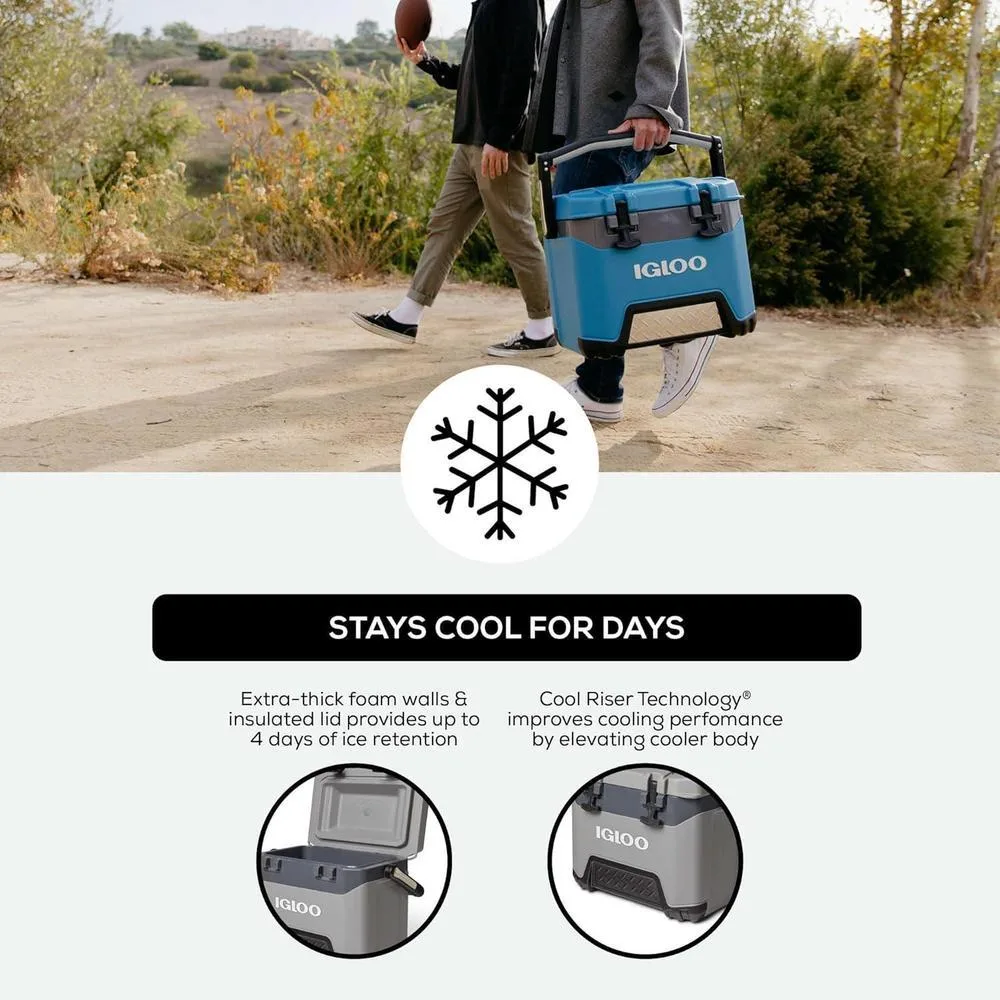 Igloo Enfriador BMX con Carcasa Dura Aislada, Tecnología Cool Riser, Mango Reforzado, 25 Litros, Color Celadon