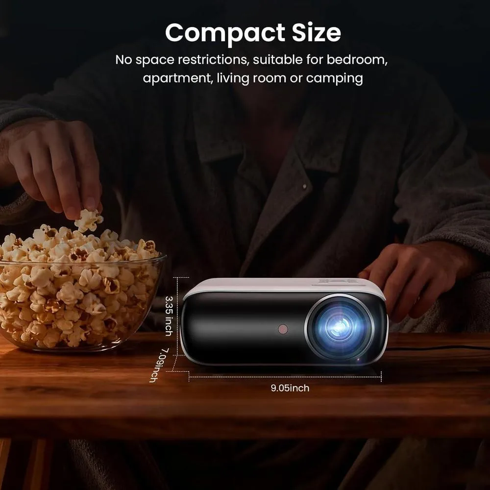 Proyector Mini Bluetooth 1080P Full HD portátil para exteriores, compatible con smartphone, HDMI, USB, AV y PS5
