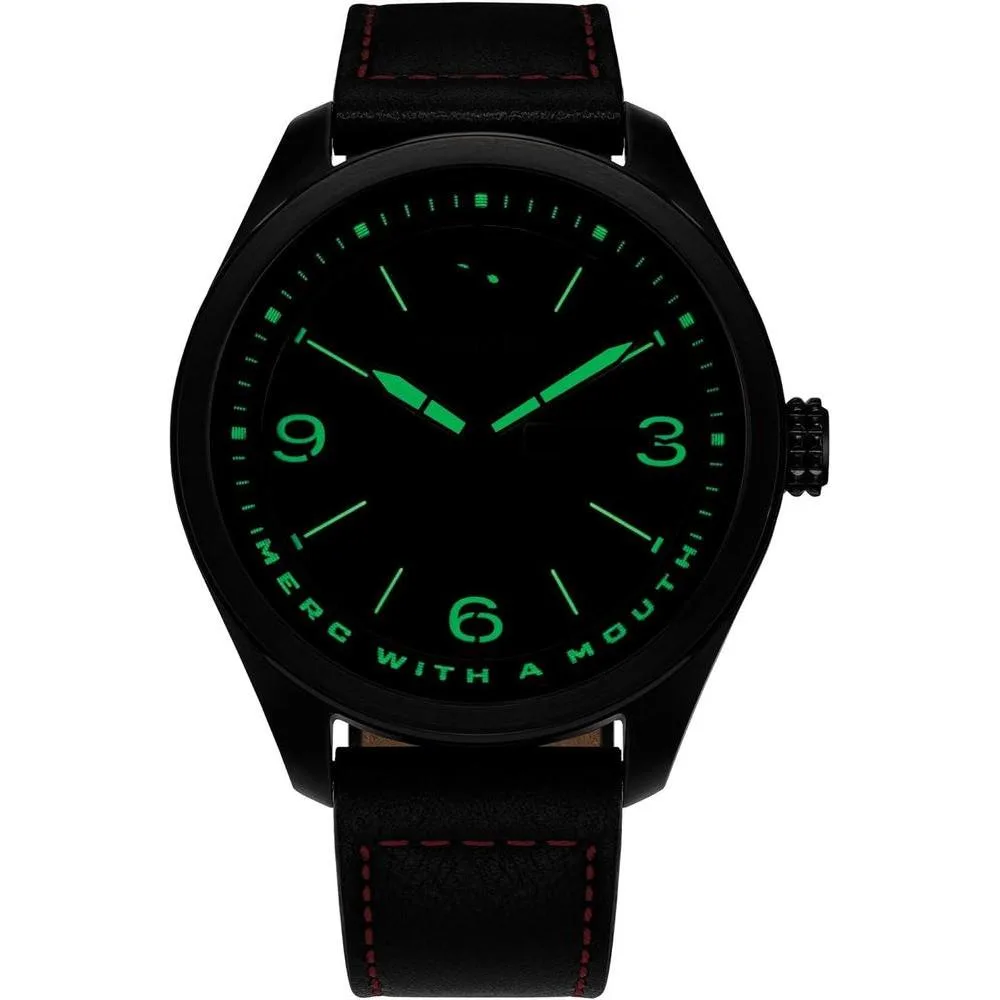 Citizen Eco-Drive Marvel 'Here Comes Deadpool', caja de acero inoxidable negro, correa y esfera negra de cuero