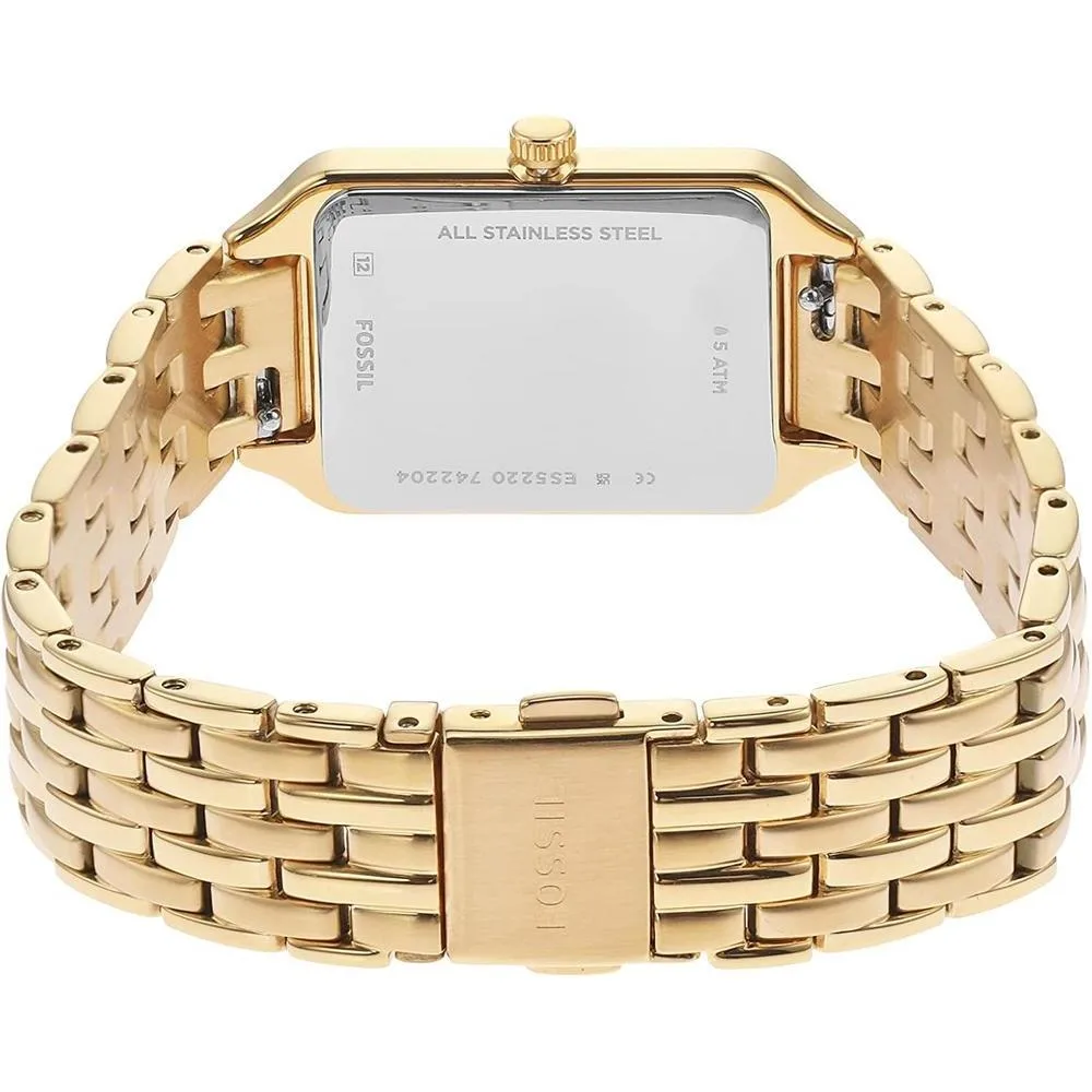 Fossil Raquel Reloj para mujer de cuarzo y acero inoxidable en color dorado con 3 manecillas y calendario