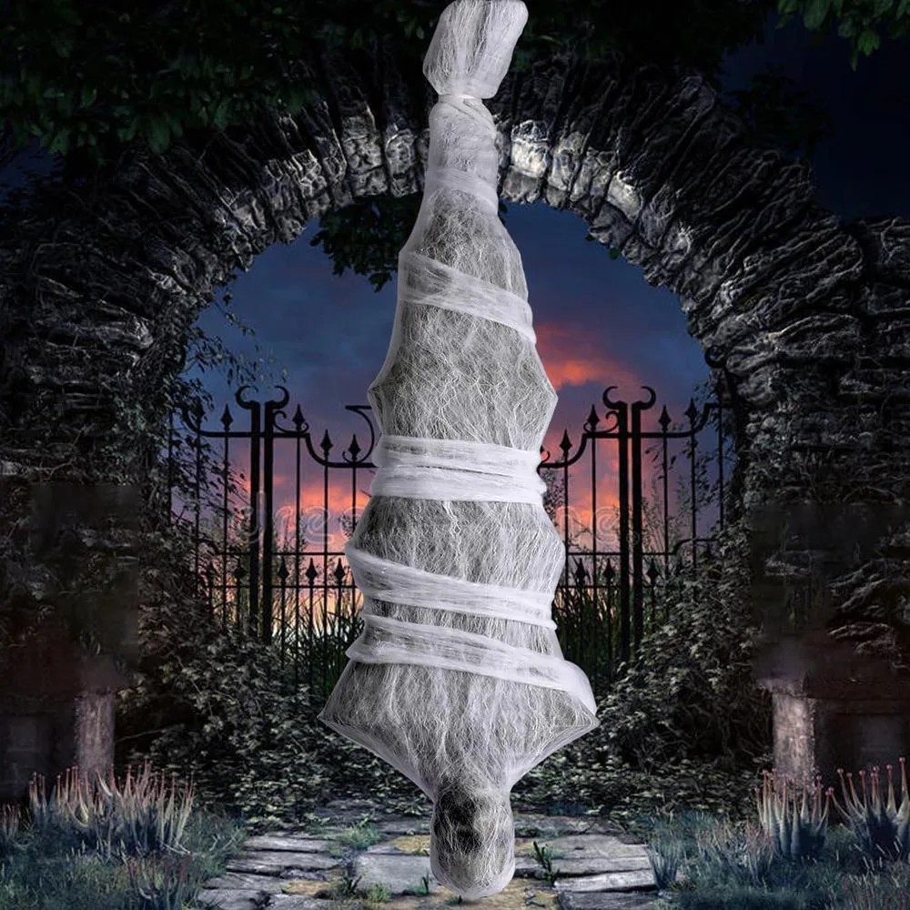 NEWBEA 72 Inch Halloween Cocoon Outdoor Decorations, Scary Hanging Cocoon Corpse Props, Halloween Outdoor Yard Decorations
