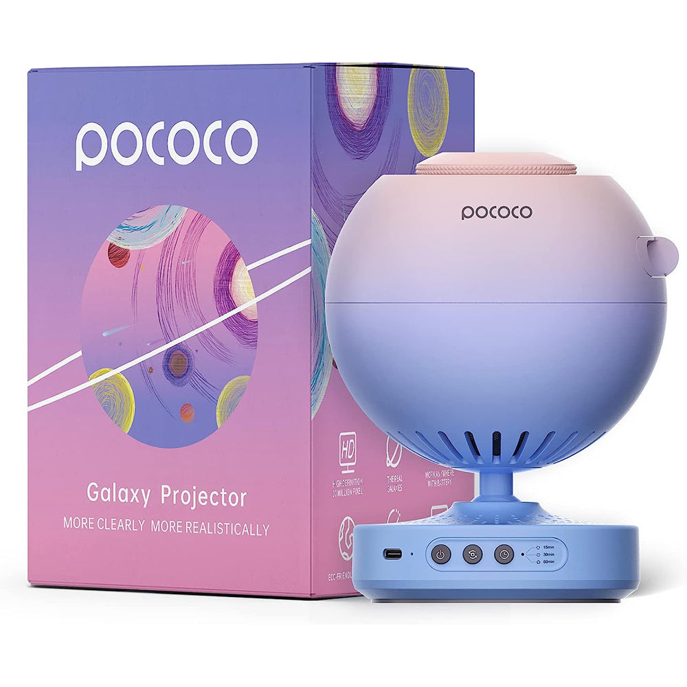 POCOCO Galaxy Star Projector for Bedroom with Replaceable Optical Film Discs, Home Planetarium Night Light Projector with High-Definition Soft Light for Relax, Study, and Meditate, Stress Relief Gifts