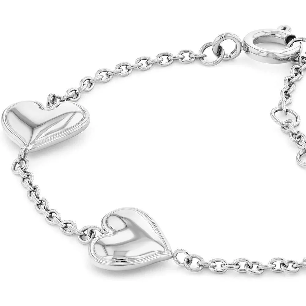 Pulsera de acero inoxidable Calvin Klein para mujer con diseño de cadena y corazones, cierre seguro de anillo de resorte