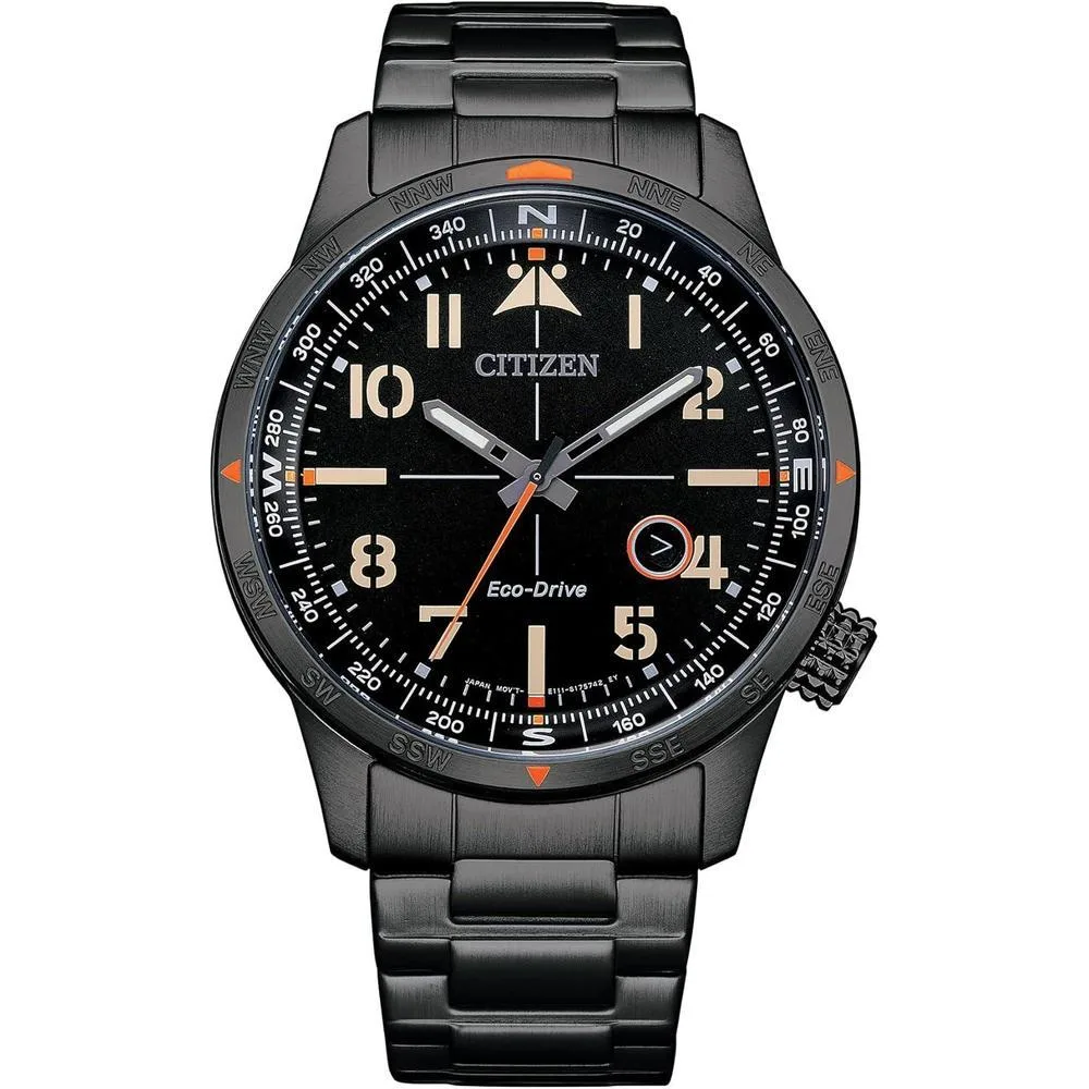 Citizen Men's Eco-Drive Weekender Avion Field Watch in Black IP Stainless Steel, Black Dial (Model: BM7555-59E)