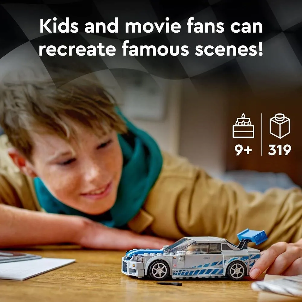 LEGO Speed Champions Nissan Skyline GT-R R34 de 2 Fast 2 Furious, kit con minifigura para niños desde 9 años, juego 2023