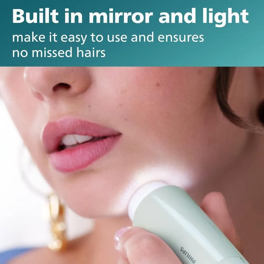 Philips Beauty Serie 5000 - Afeitadora eléctrica y peluquera personal para mujer, compacta e inalámbrica, cabeza hipoalergénica, depilación suave y rápida