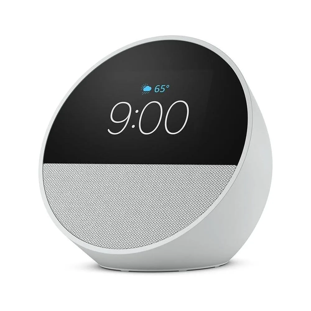 All-new Amazon Echo Spot (2024 release), Great for nightstands, offices and kitchens, Smart alarm clock with Alexa, Glacier White