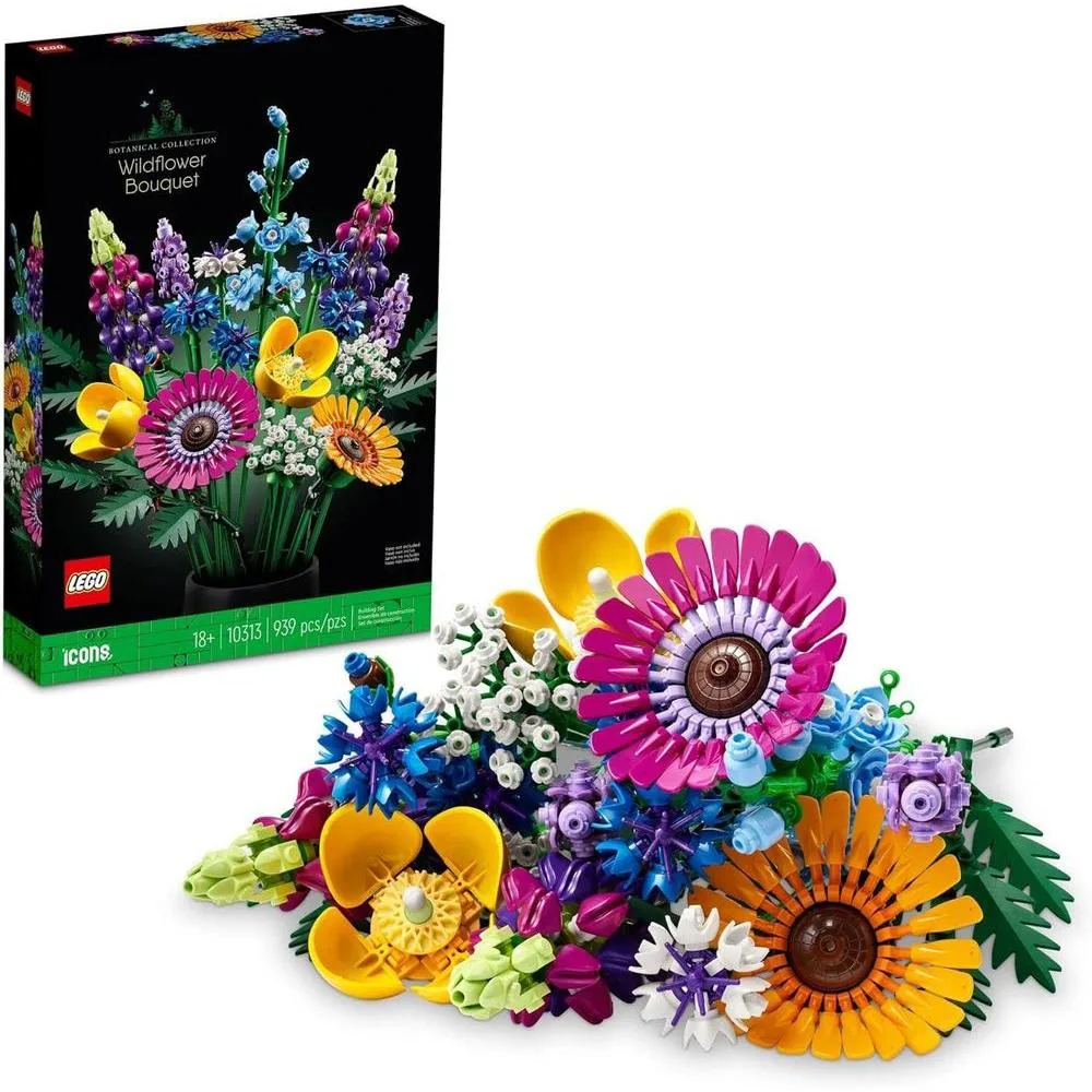 LEGO Icons Wildflower Bouquet Set - Artificial Flowers with Poppies and Lavender, Adult Collection, Unique Home Décor, Botanical Piece, 10313