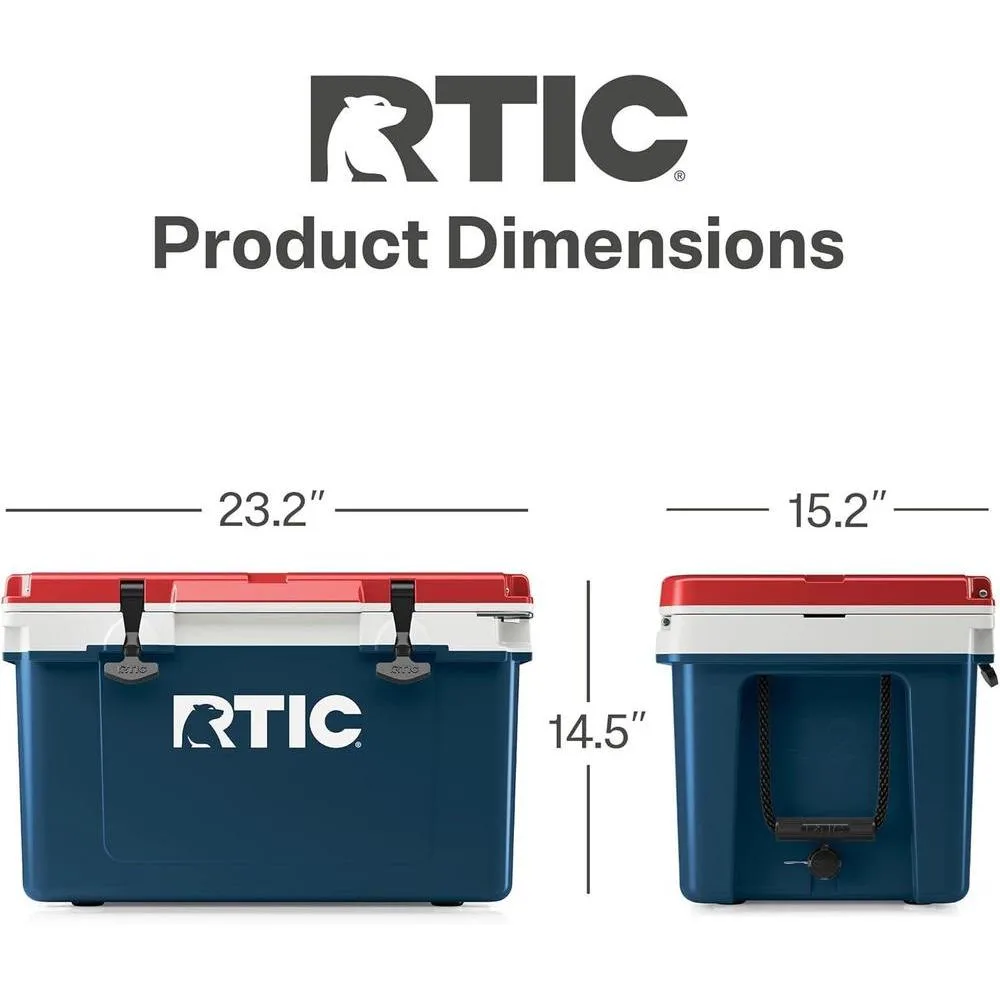 Enfriador ultraligero RTIC 32 cuartos con aislamiento portátil para bebidas, ideal para playa, camping, pesca y más actividades