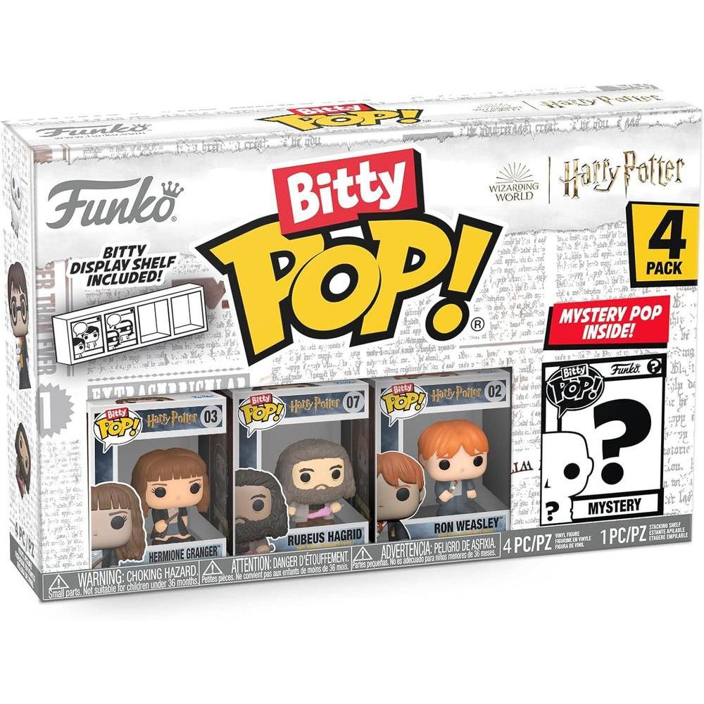 Funko Bitty Pop! Harry Potter Mini Collectible Toys 4-Pack - Hermione Granger, Rubeus Hagrid, Ron Weasley & Mystery Chase Figure (Styles May Vary)
