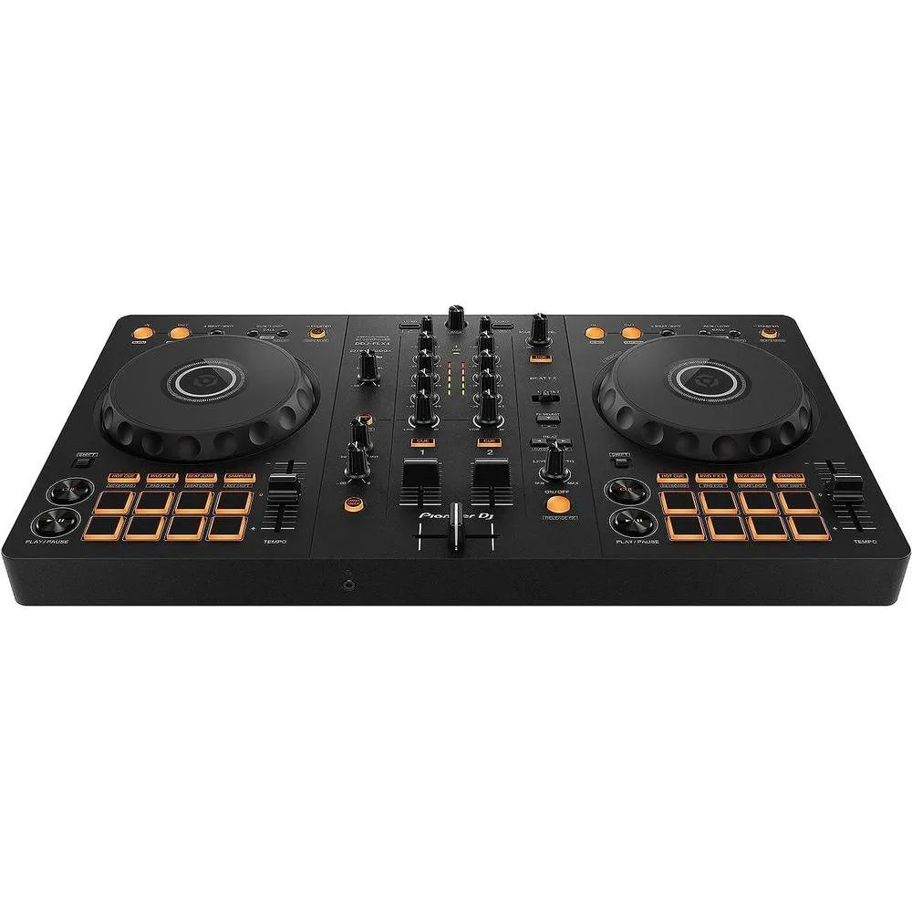 Pioneer DJ DDJ-FLX4 Controlador de 2 canales Rekordbox y Serato DJ con salida USB, integración de streaming, grafito