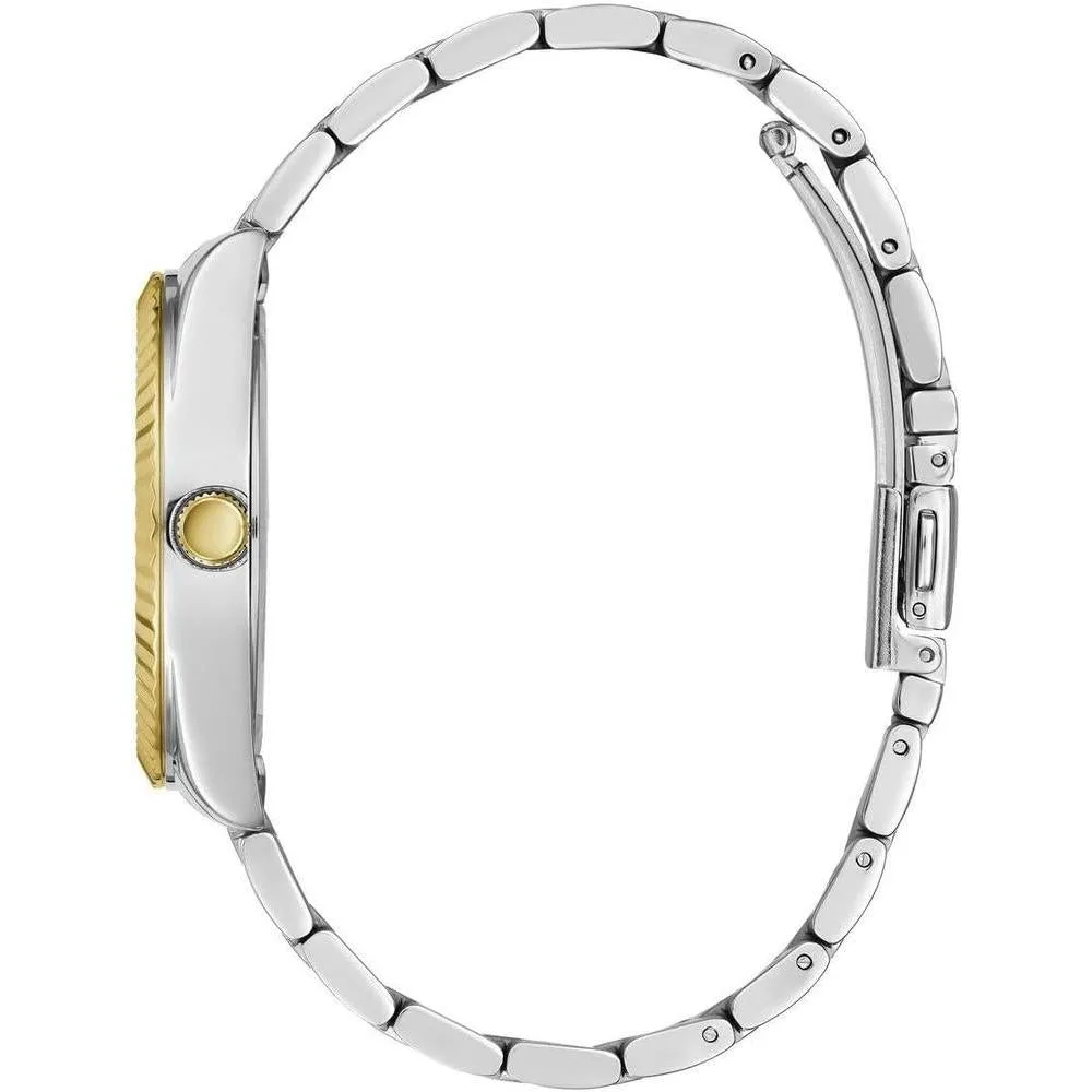 GUESS, reloj pulsera para mujer con borde de moneda, multicolor, resistente al agua y diseño elegante