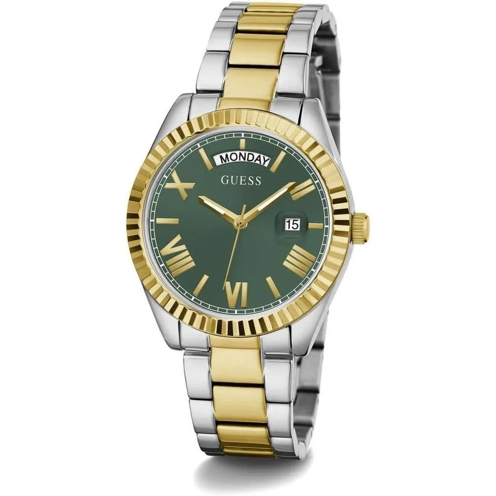 GUESS, reloj pulsera para mujer con borde de moneda, multicolor, resistente al agua y diseño elegante