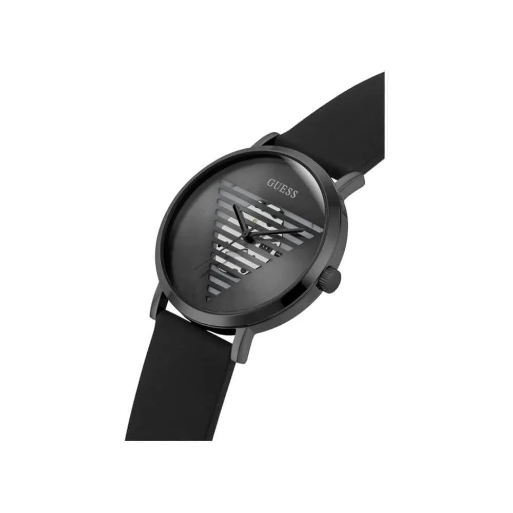 Reloj GUESS para hombre, correa de silicona, esfera negra, movimiento de cuarzo, resistente al agua y a golpes
