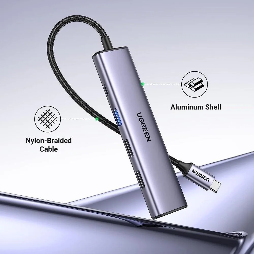 UGREEN Revodok 105 USB C Hub Adaptador multipuerto HDMI 4K, entrega de energía 100W, 3 puertos USB-A para MacBook Pro/Air, iPad Pro