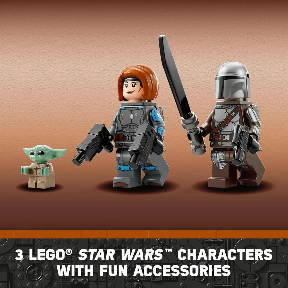 LEGO Star Wars Spider Tank 75361 con personajes de The Mandalorian, incluye minifiguras y 526 piezas
