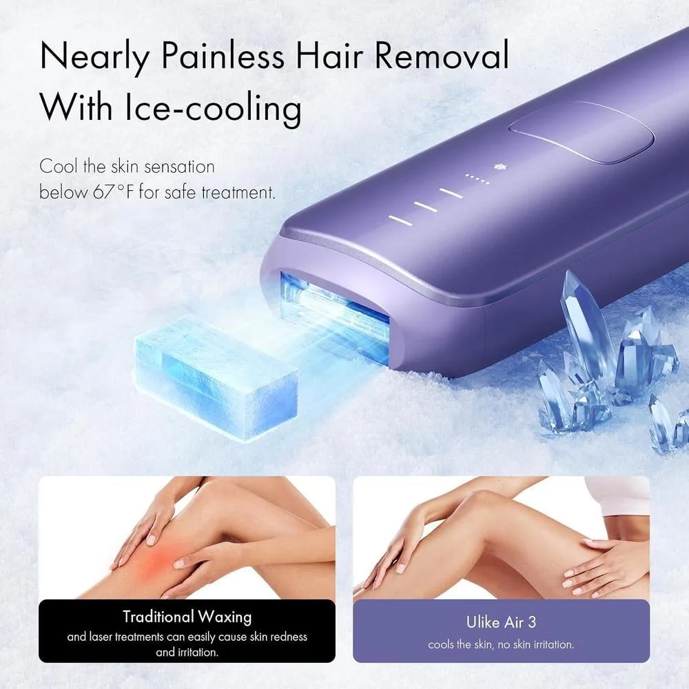 Ulike Depiladora IPL con Enfriamiento de Hielo y 3 Modos, para Resultados Indoloros y Duraderos, Rápida para Todo el Cuerpo
