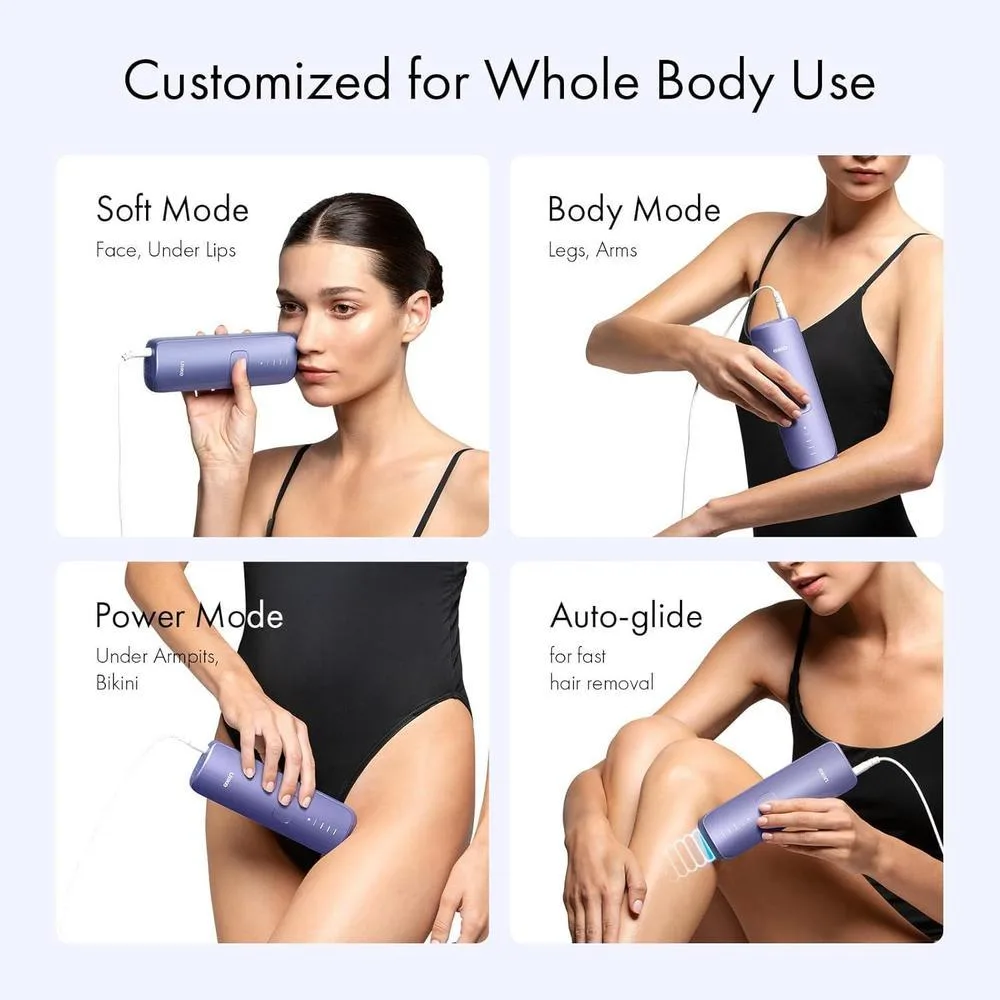 Ulike Depiladora IPL con Enfriamiento de Hielo y 3 Modos, para Resultados Indoloros y Duraderos, Rápida para Todo el Cuerpo