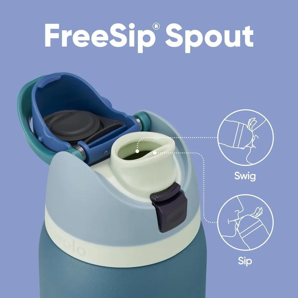 Owala - Botella de agua FreeSip de acero inoxidable con aislamiento, sin BPA, incluye sorbete, ideal para deportes y viajes, Denim
