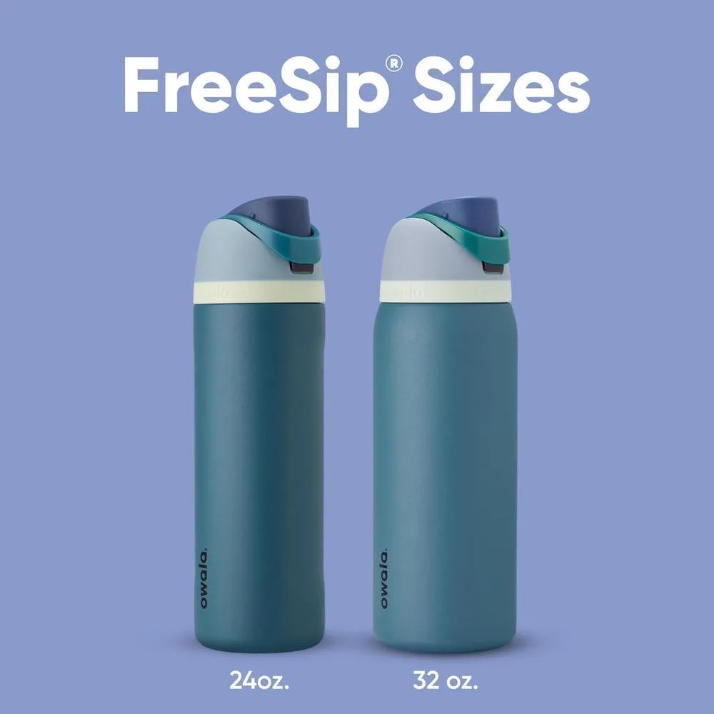 Owala - Botella de agua FreeSip de acero inoxidable con aislamiento, sin BPA, incluye sorbete, ideal para deportes y viajes, Denim