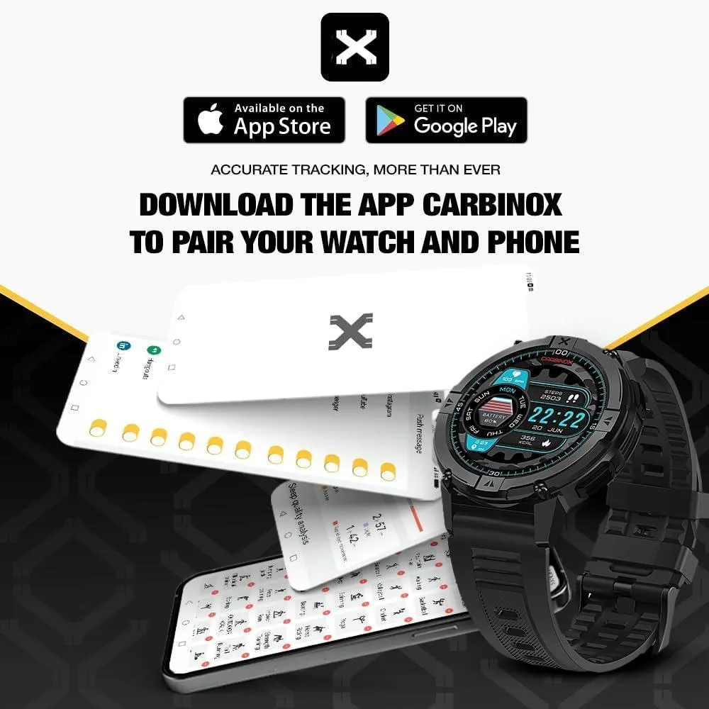 CARBINOX X-Ranger Smart Watch con llamadas, rastreador fitness resistente al agua IP69K, compatible Android e iOS, pantalla AMOLED