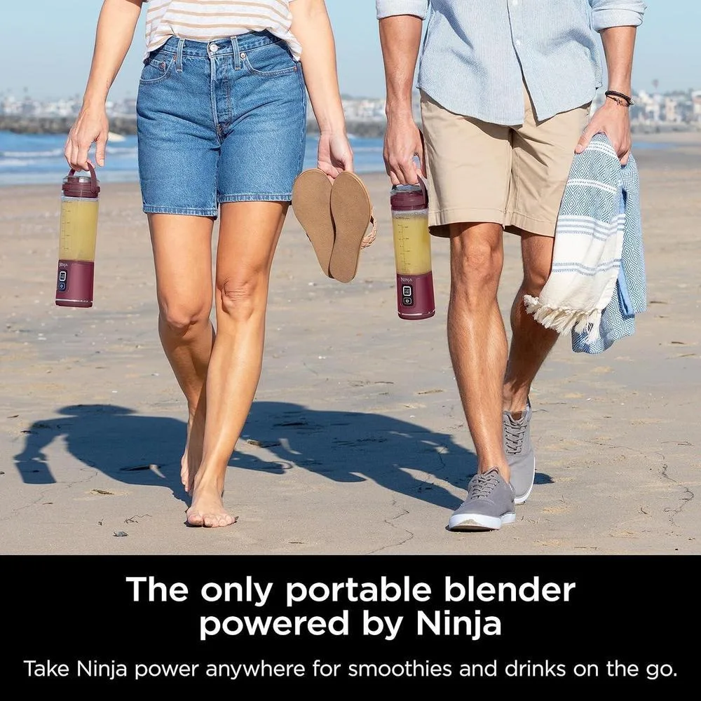 Ninja BC151CR - Licuadora portátil inalámbrica, ideal para batidos, con tapa a prueba de fugas, recargable USB-C y segura para lavavajillas